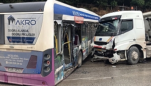 TIR OTOBÜSE ÇARPTI