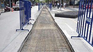 TRAMVAY YOLUNDA İNŞAAT BAŞLADI