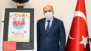 VALİ AMCASINA RESİM VE MEKTUP GÖNDERDİ