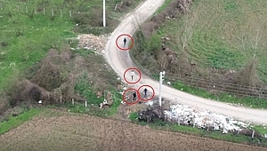 DRONU FARKEDİNCE TARLADA KAÇMAYA BAŞLADILAR