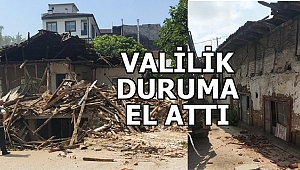 TEHLİKE SAÇAN ATIL BİNA YIKILDI
