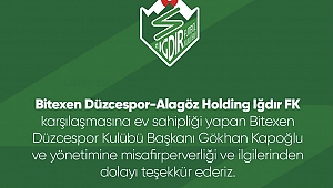IĞDIRSPOR’DAN TEŞEKKÜR