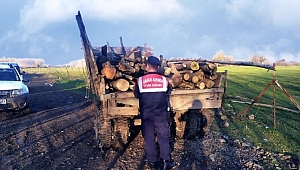KAÇAK AĞAÇ KESEN JANDARMADAN KAÇAMADI
