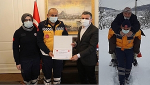 SIRTINDA HASTA TAŞIYAN SAĞLIK ÇALIŞANINA ÖDÜL