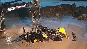 İŞ MAKİNASI ÇIKARTILDI, OPERATÖRE ULAŞILAMADI
