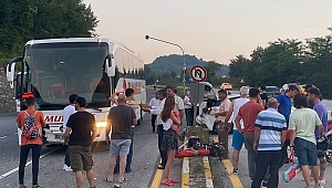 OTOBÜS, OTOMOBİL VE MOTOSİKLET ÇARPIŞTI