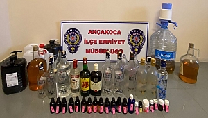 AKÇAKOCA'DA SAHTE İÇKİ YAKALANDI