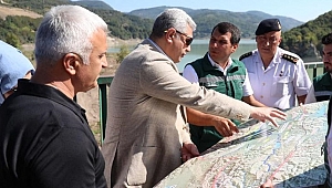 VALİ ASLAN SELE YOL AÇAN HASANLAR BARAJI'NDA İNCELEME YAPTI