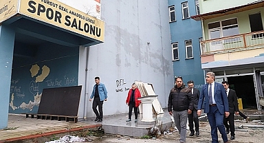 VALİ ASLAN TURGUT ÖZAL LİSESİ'NİN YAKIM ÇALIŞMALARINI İNCELEDİ