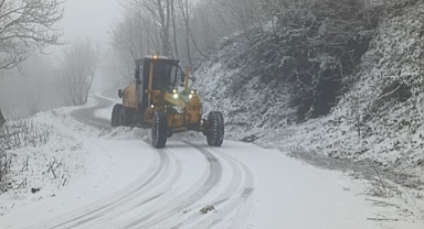 DÜZCE'NİN YÜKSEK KESİMLERİNDE KAR YAĞIŞI ETKİLİ OLUYOR
